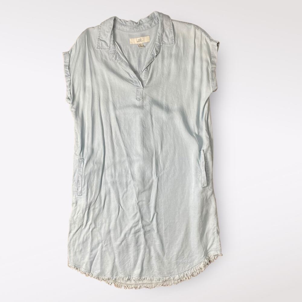 Thread + Supply Chambray V-Neck Mini Dress‎ with Pockets Size M
